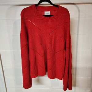 Stitches + Stripes Red‎ Knit Sweater XXL Chevron Long Sleeve Casual Scandi-Style